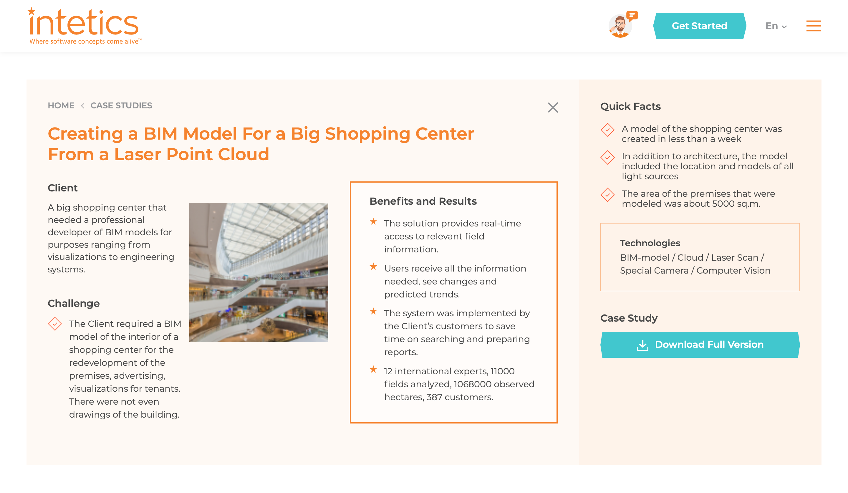 Creating a BIM Model For a Big Shopping Center From a Laser Point Cloud