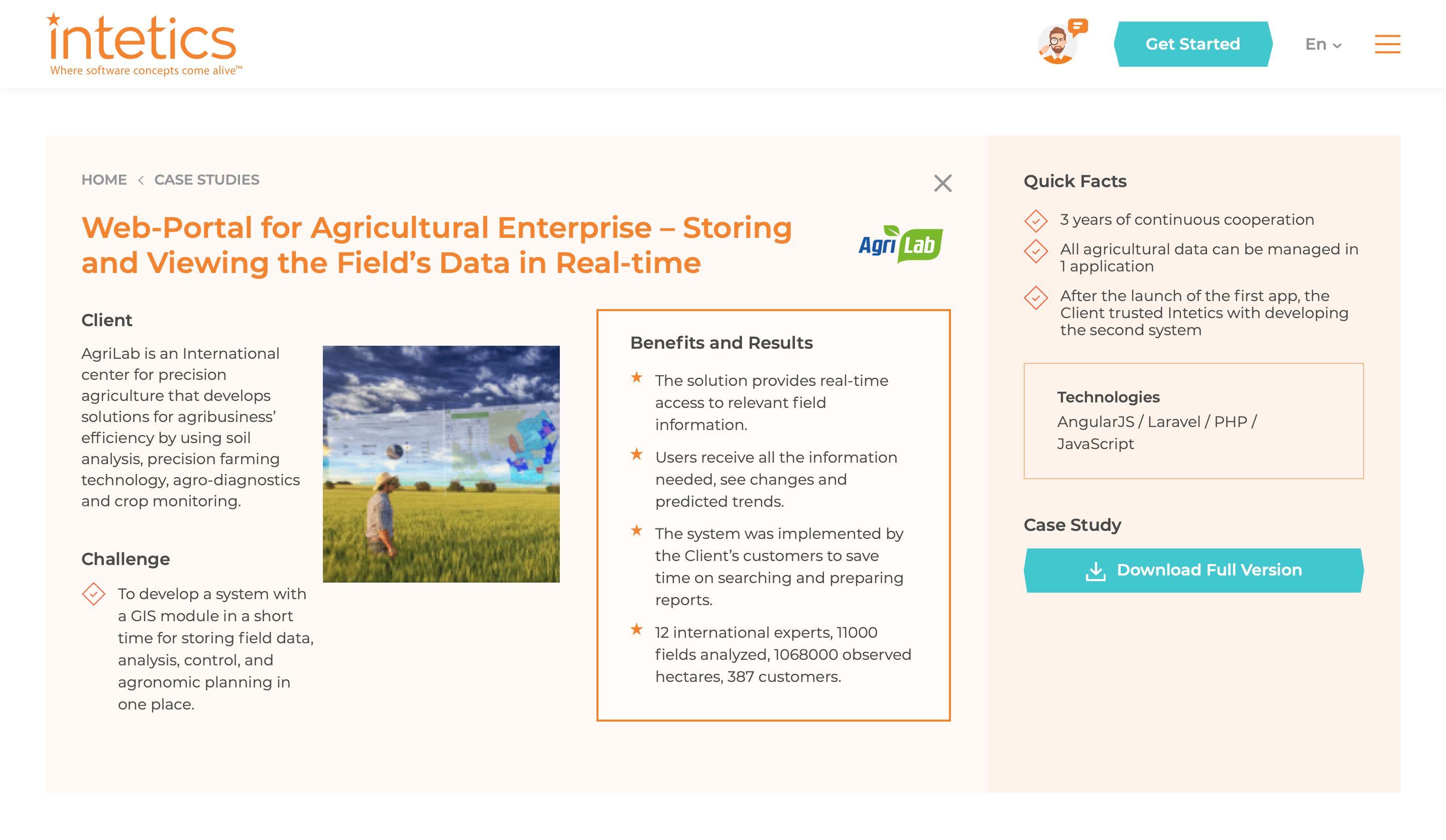 Web-Portal for Agricultural Enterprise – Storing and Viewing the Field’s Data in Real-time